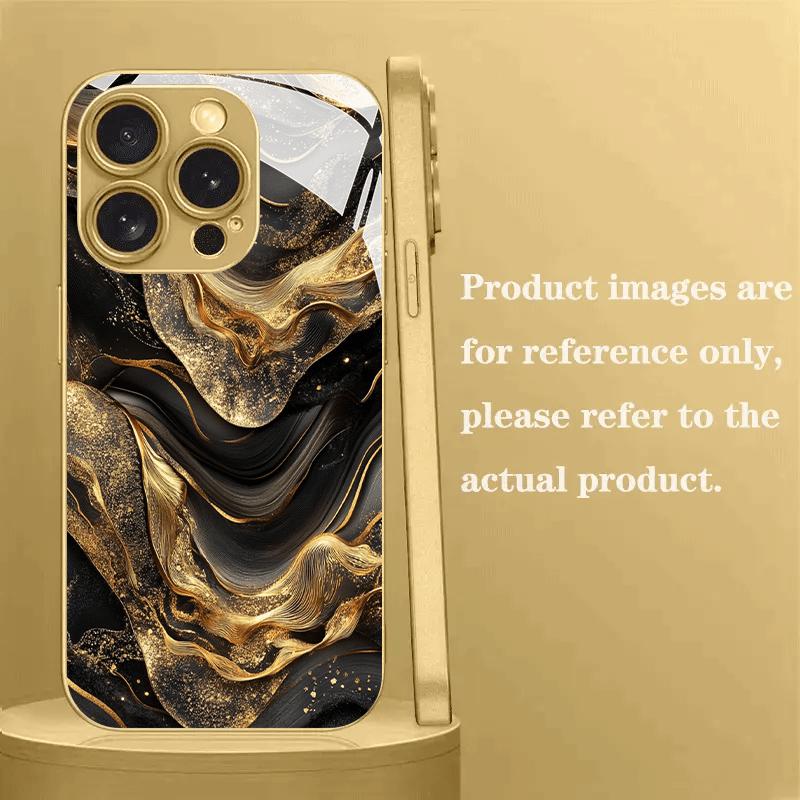Blackish gold Gilding Luxurious High-end Phone Case Electroplated Glass PhoneCase for iPhone 17 16 15 14 13 12 11pm Pro Plus