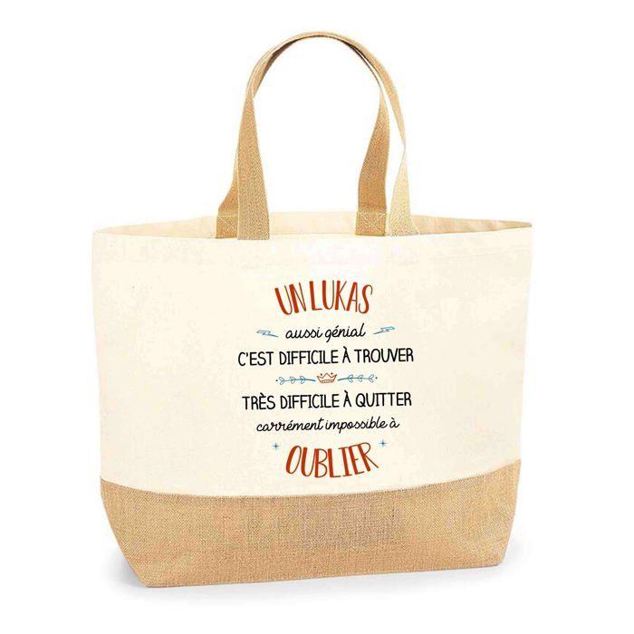 Tote bag - PLANETEE - Un Lukas aussi génial - Prénom personnalisé - Jute - Fabriqué en France