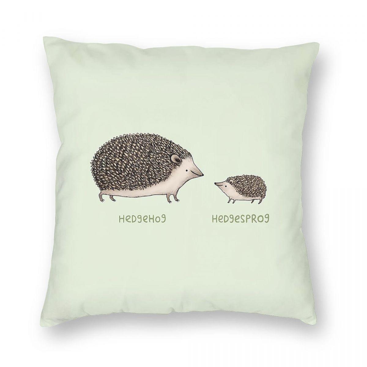 Hedgehog Hedgesprog Square Pillowcase Polyester Linen Velvet Pattern Zip Decor Home Cushion Cover Peach skin 18*18(CM)-1Pcs