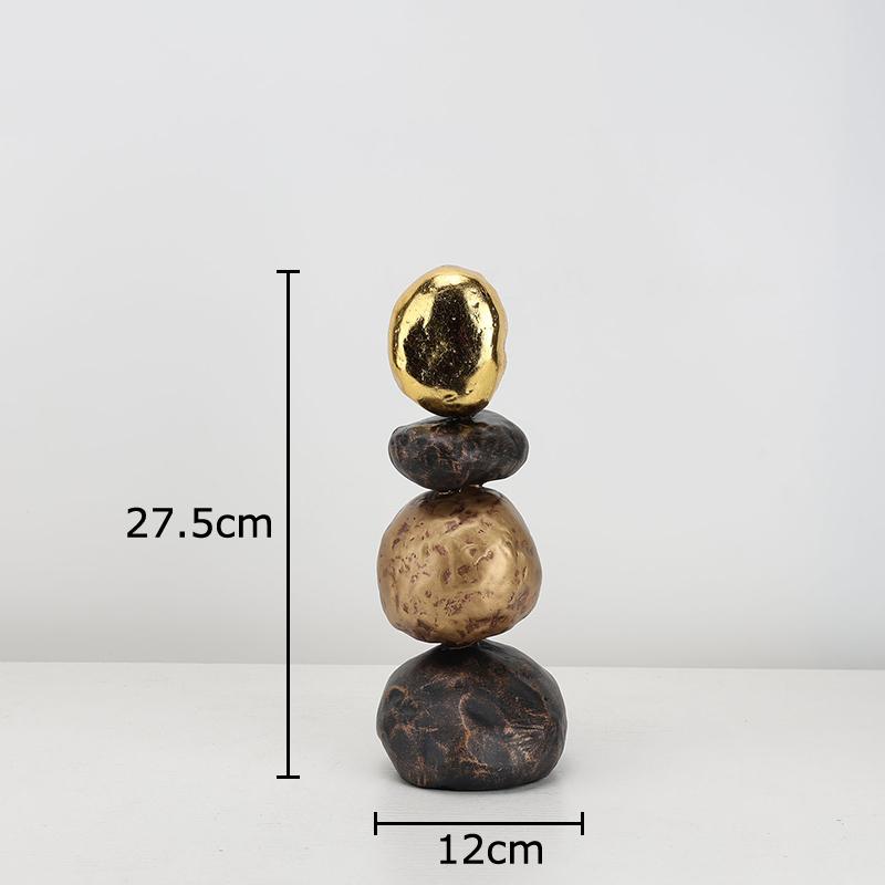 Simulated Stone Stacking Statue Desk Decoration Creative Gold-plated Stone Sculpture Resin Crafts Ornaments Room Aesthetic Decor