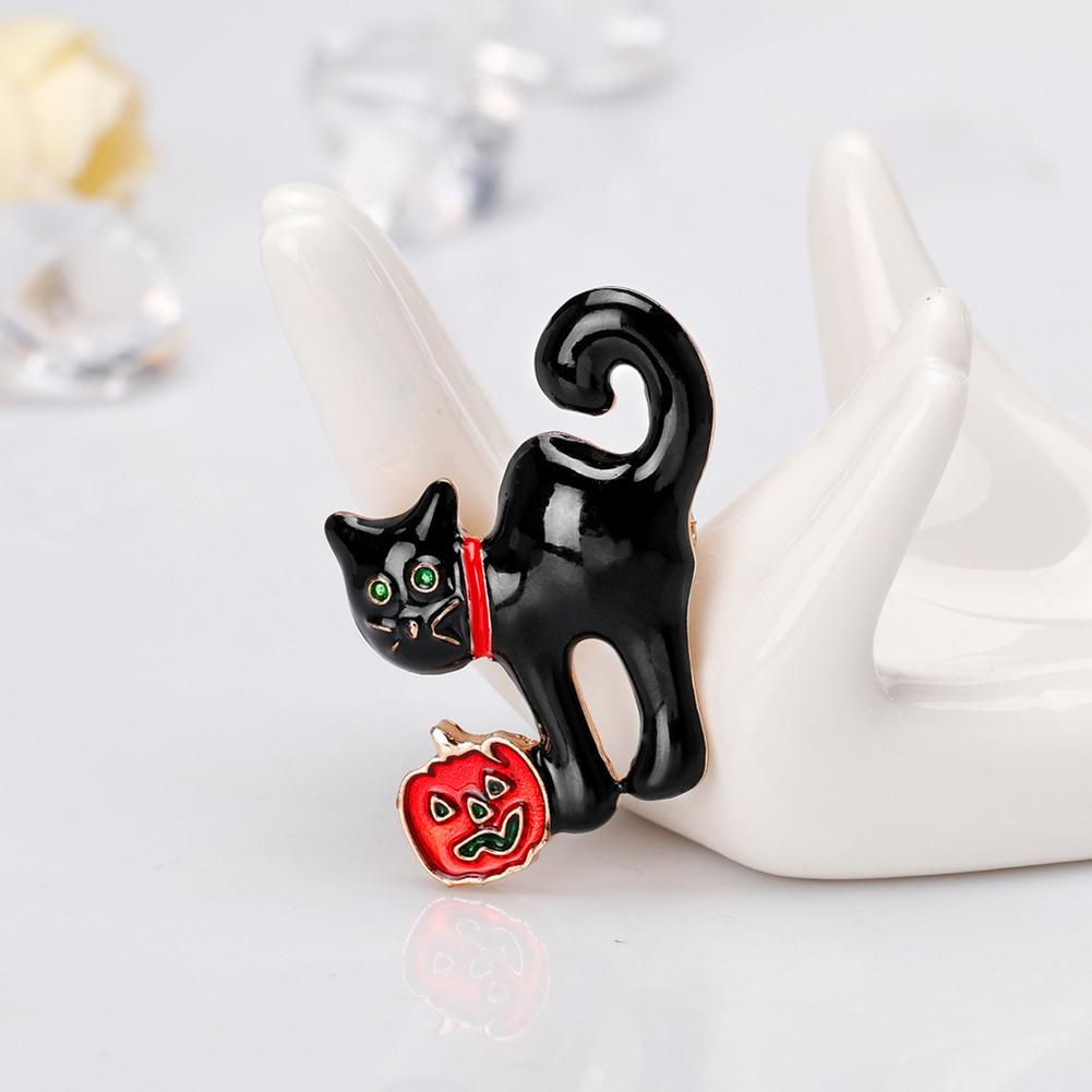 Women Halloween Cat Brooch Enamel Cat Wedding Banquet Brooch Pin Skirt Decoration