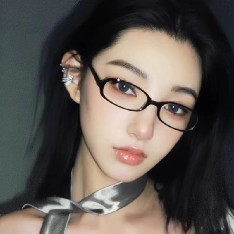 

Korean Retro Slim Narrow Square Glasses Cute Sweet Girl Clear Lens Flat Fashion Eyewear Anti Blue Light Decor Glasses чорний