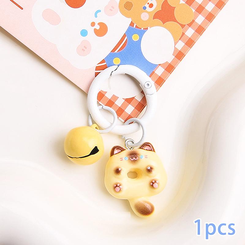 Pingente de Celular Gato Biscoito Alça Macio Kawaii Casal Chaveiro Pingente de Contas Coloridas Cordão Bonito
