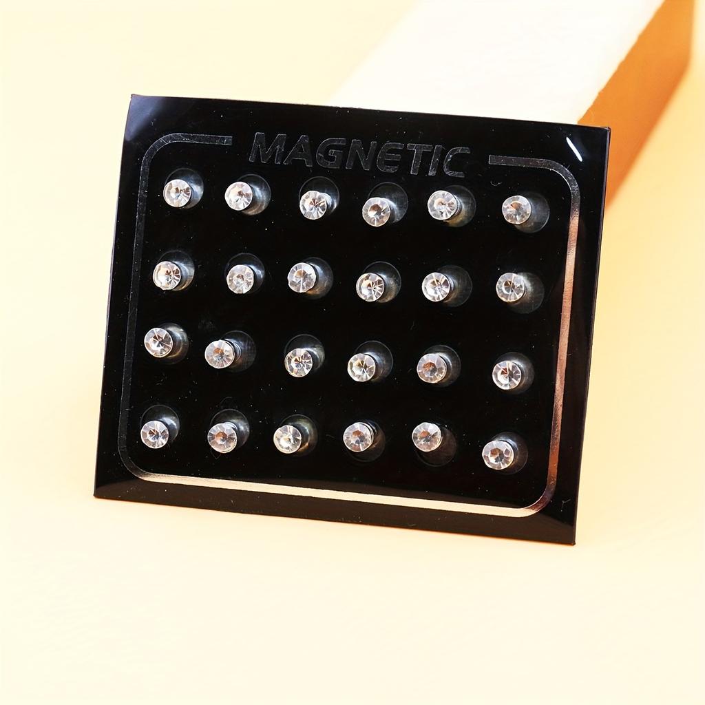12 Pairs 5mm Rhinestone Magnetic Ear Studs Set Without Piercing Jewelry Gift