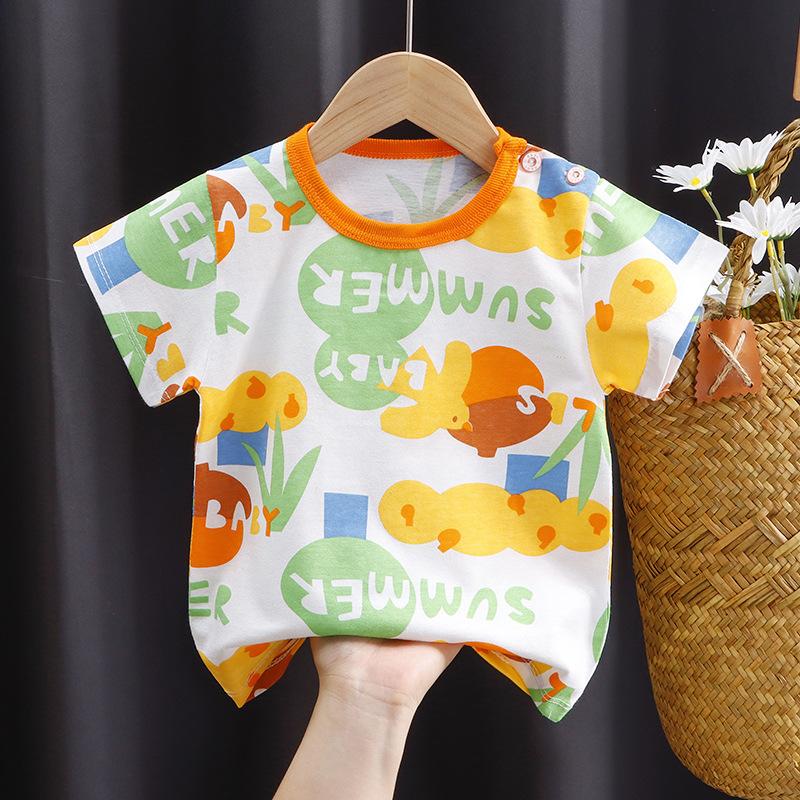 Kids Cute Cotton Short-sleeved T-shirt Tops Children's Clothing Baby Clothes Cartoon Pullover