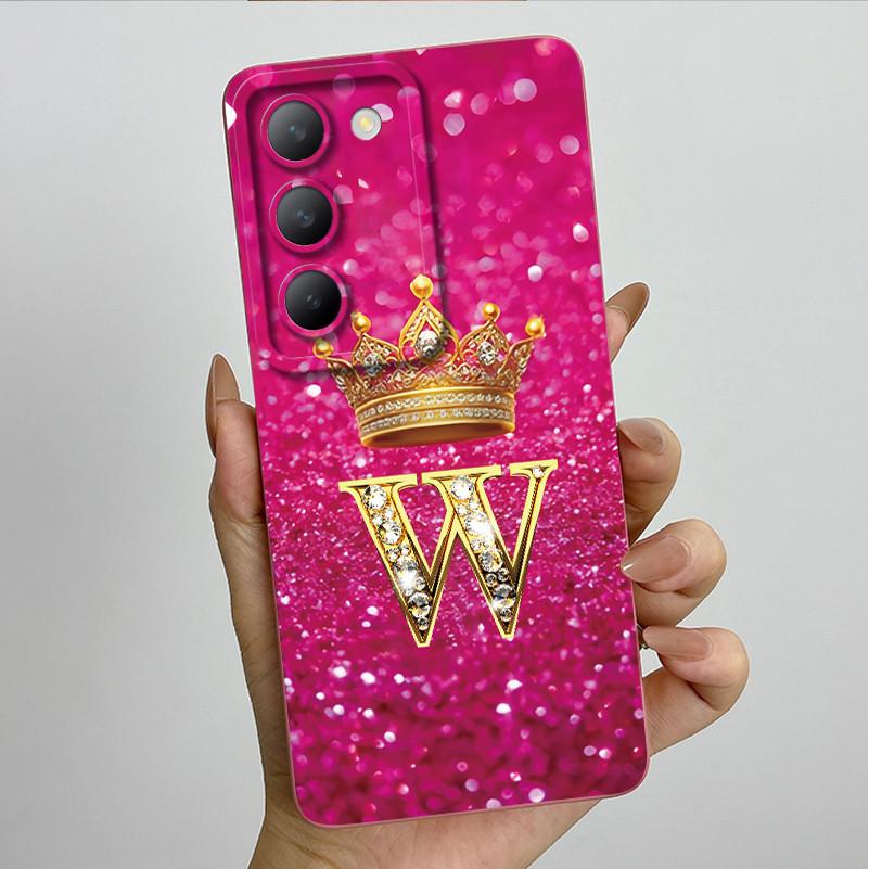 For Vivo V30 Lite 4G Case Crown Letter Soft Silicone Phone Case For Vivo V30 SE V40 SE Cover On Vivo Y100 T3 5G Shockproof Funda