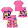 19772 Bambina Ragazza Lily Lovebraids Stampa Papavero Maniche Corte T-Shirt Pantaloni Pantaloncini 2pz/Set