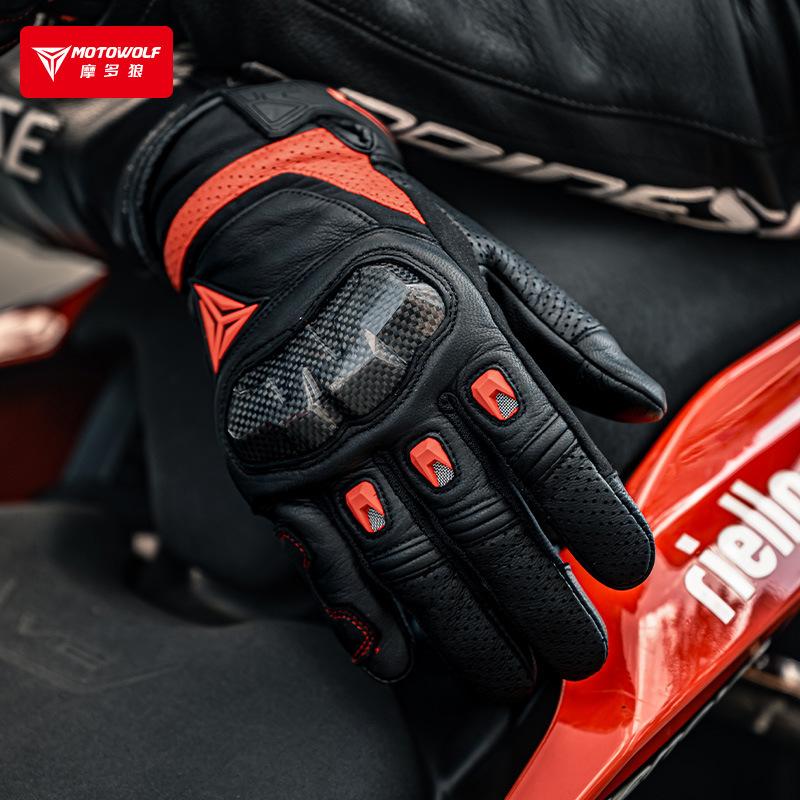 Summer Motorcycle Glove Men Carbon Fiber Biker Racing Gloves Women Breathable Riding Gloves Leather Motorcycle Equipment