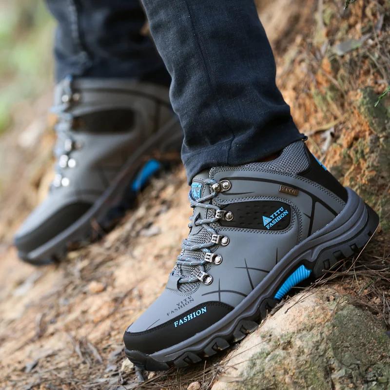 Anti Slip Casual Trend Low Top Boots, Warm Hiking Shoes, Men's Off-road High Top Oversized Travel Outdoor Hiking Shoes