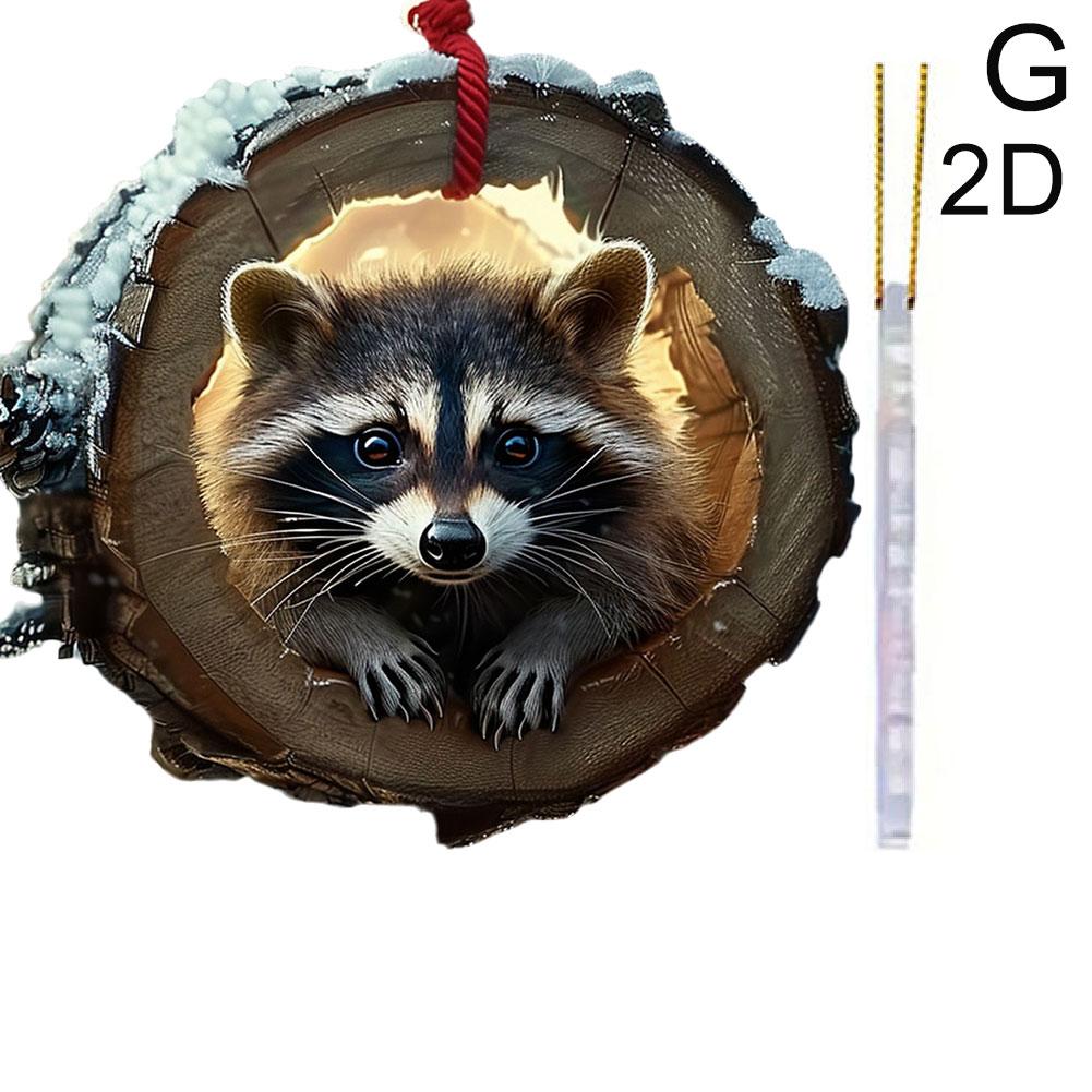 Animal Christmas Ornaments 2D Acrylic Forest Animal Cute Woodland Animal Animal Pattern Christm L5C9