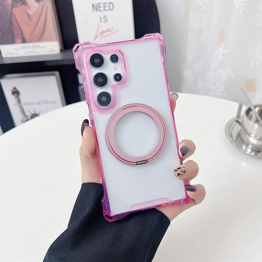 For Samsung Galaxy S25 Ultra Magnetic Case Ring Kickstand TPU+PC Phone Cover