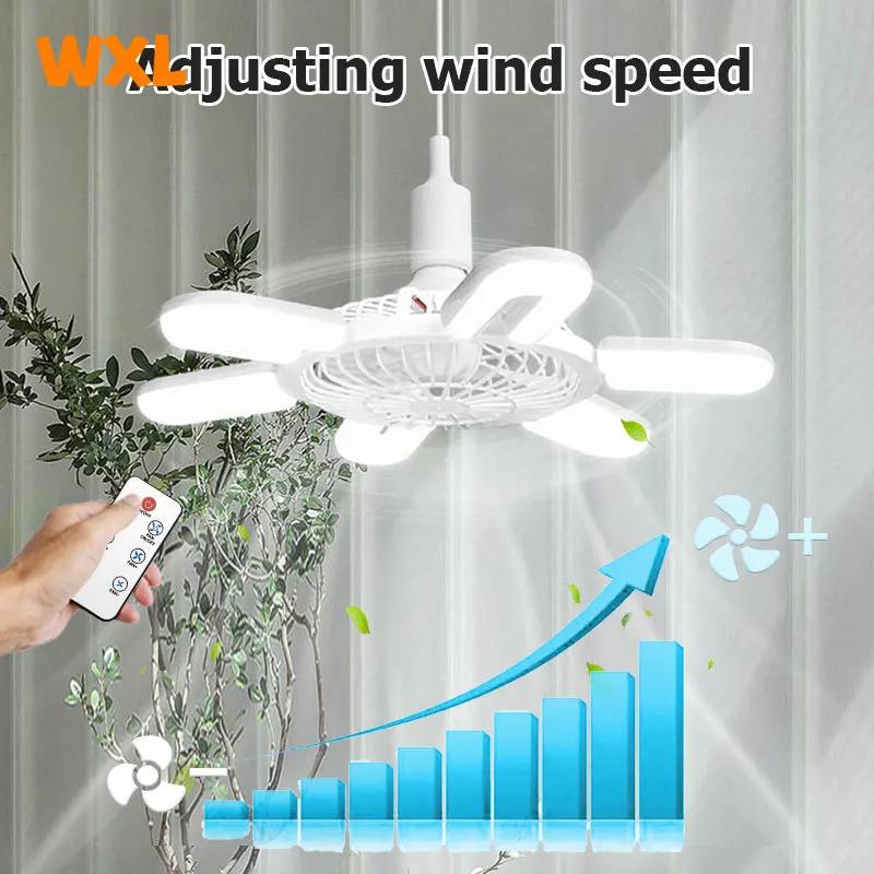 E27 Screw Mouth Fan Light 60W Intelligent Remote Control Living Room, Bedroom, Dining Room, Bathroom Ceiling Fan Light