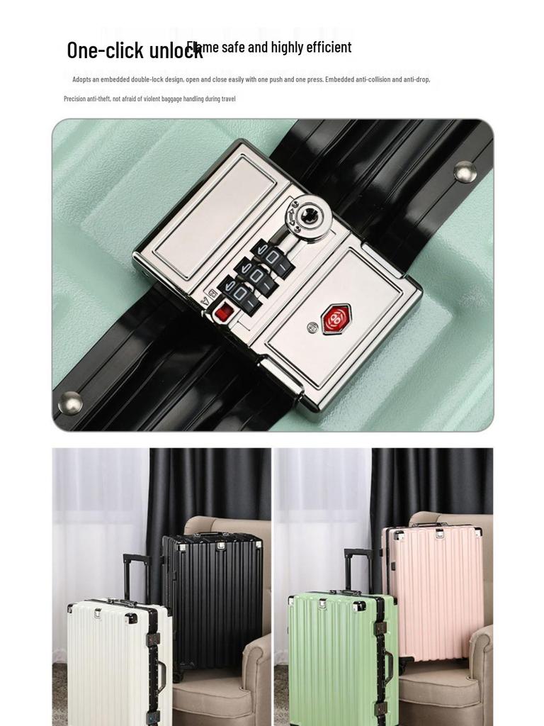 Durable Leather Carry-on Trolley with Combination Lock for Students and Men