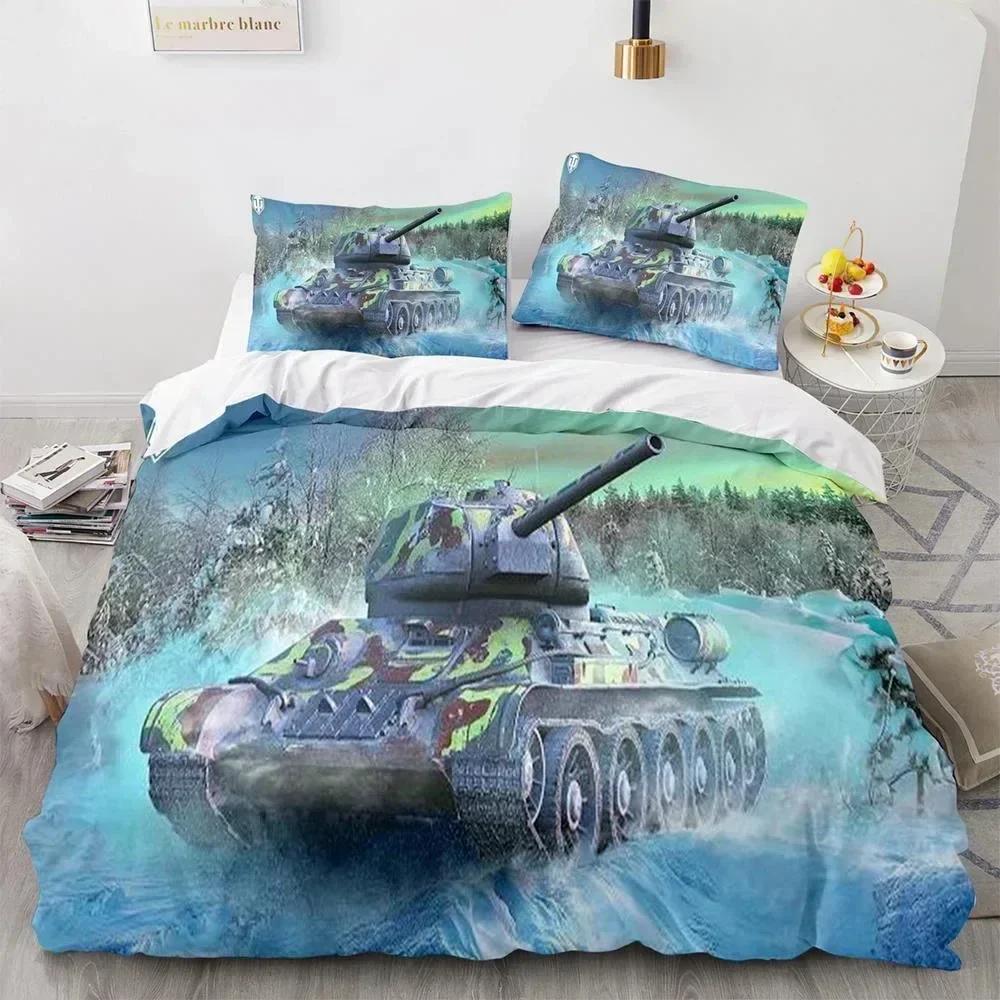 3D Printed World of Tanks Bedding Set Duvet Cover Sheet Printed Bed Set Pillowcase Bed Full Queen King Size Comforter Bedroom