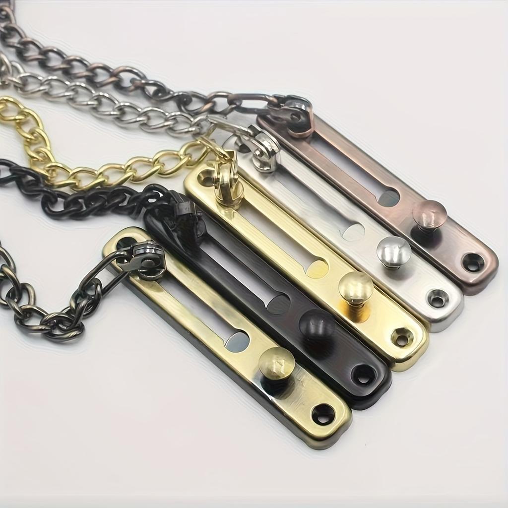 1pc Door Chain Lock Security Chain Guard Spring Anti Theft Press Heavy Duty Polished Latch Screw Guard Accessories