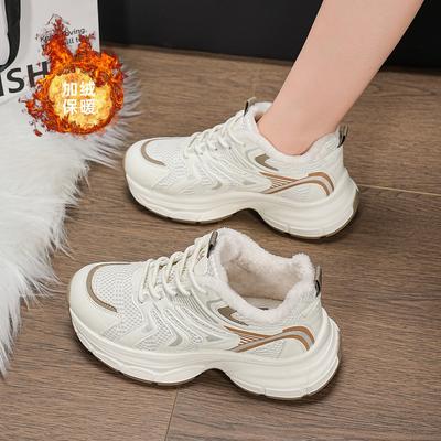 Tragen Sie Samt Dad Shoes 22 neue Winter dicke Sohle niedriger Schaft Baumwollschuhe lässige Sportschuhe weich