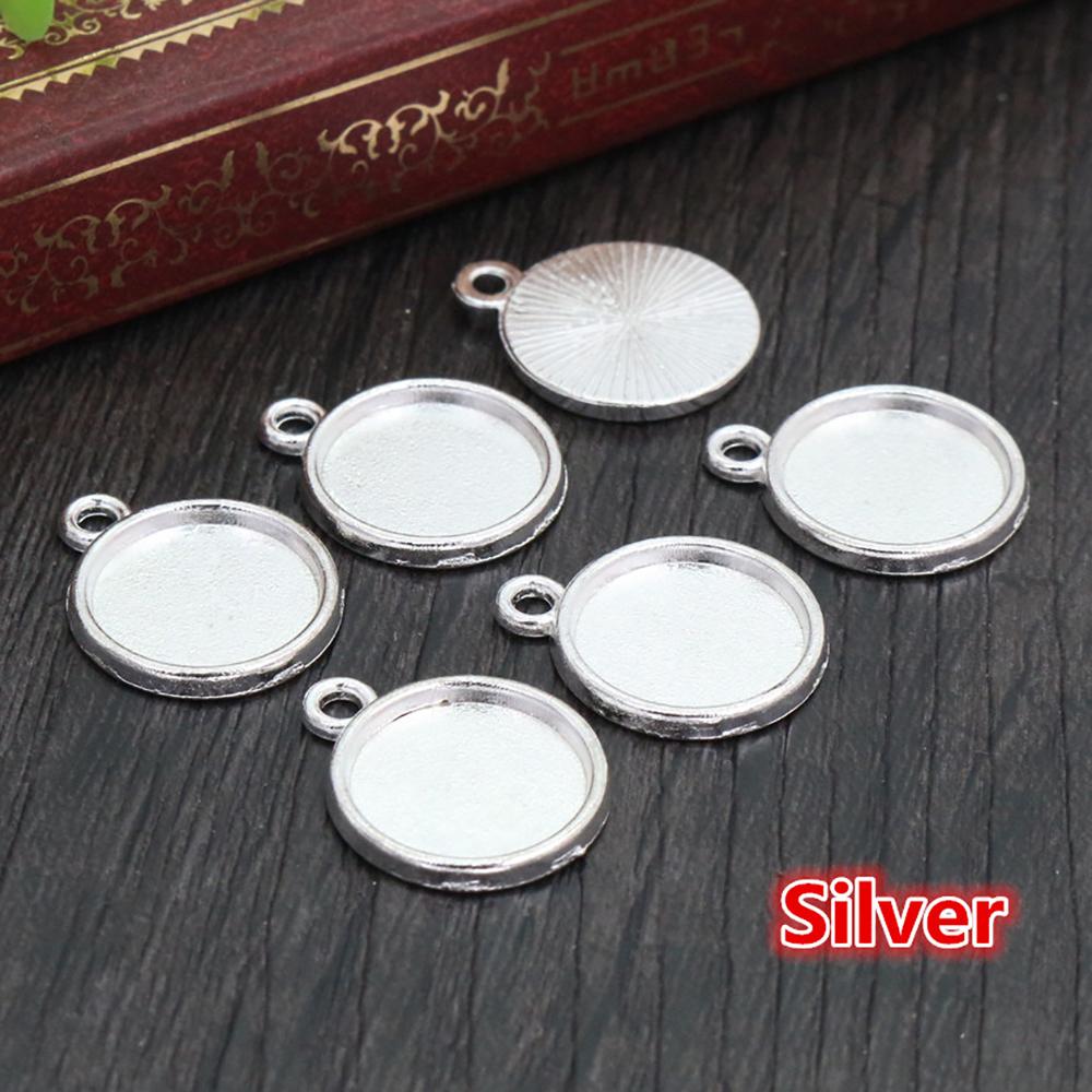 8mm 10mm 12mm Inner Size Classic 7 Color Plated One Sided Single Hanging Simple Style Cabochon Base Setting Pendant