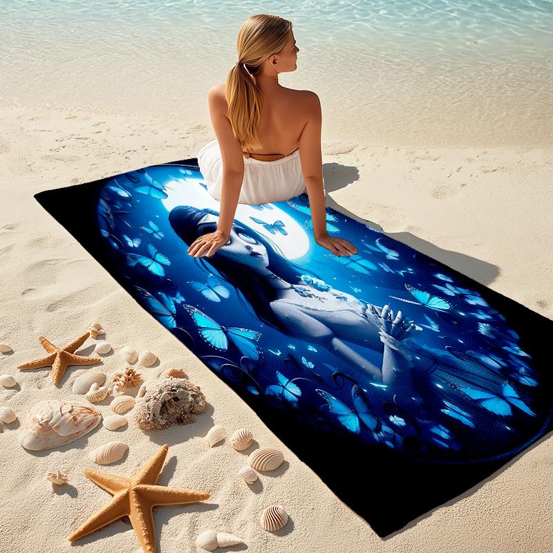 1Pc Ghostly Bride Butterflies Beach Towel Microfiber Beach Towel Thin Absorbent For Beach Swimming Yoga Bath Sports 0917156