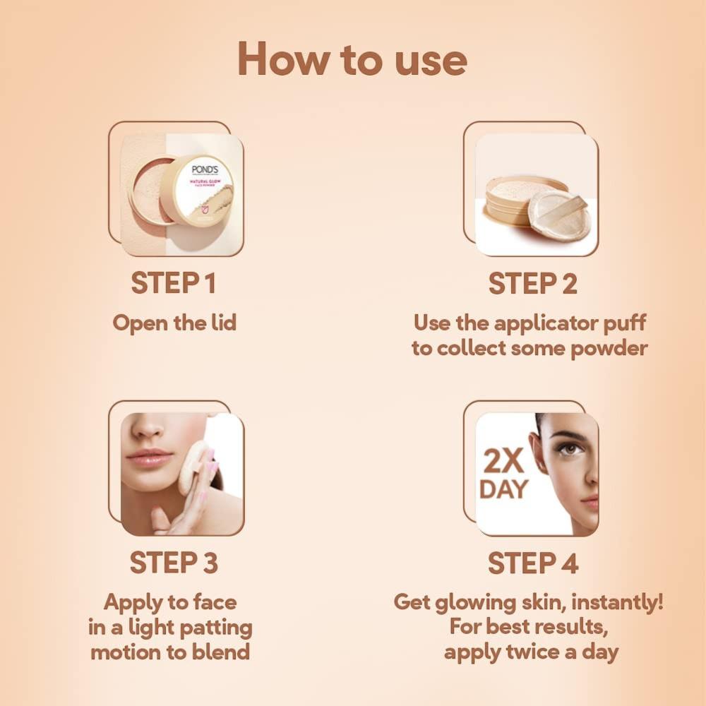Pond's Natural Glow BB Face Powder For Normal Skin, Pink Matte Finish, Oil Control, Covers Spots, 30g Compact