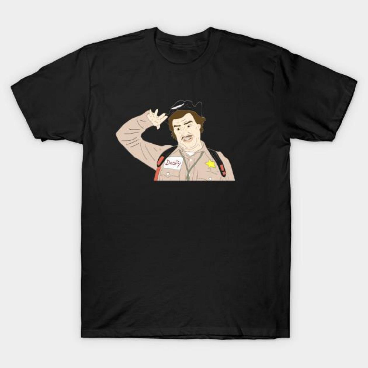 

Men Black Print T-shirt Officer Doofy No-Cut Transfer Paper Print Cotton Tshirt XXXXXL чорний