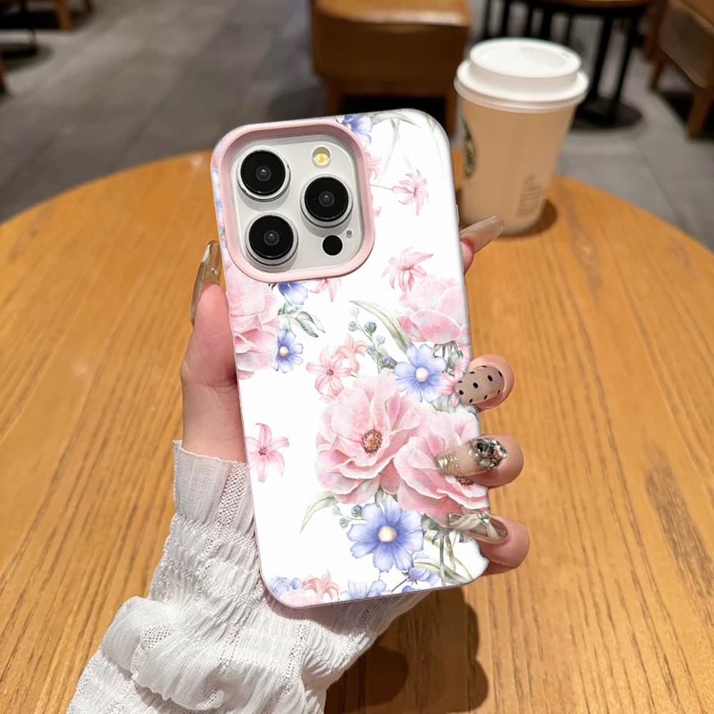 

Elegant Floral Phone Case For Iphone 17 14 Pro Max 12 Plus 13 11 15 16 17E 16E Transparent High Hardness Shockproof Cover iphone 16 ProMax рожевий