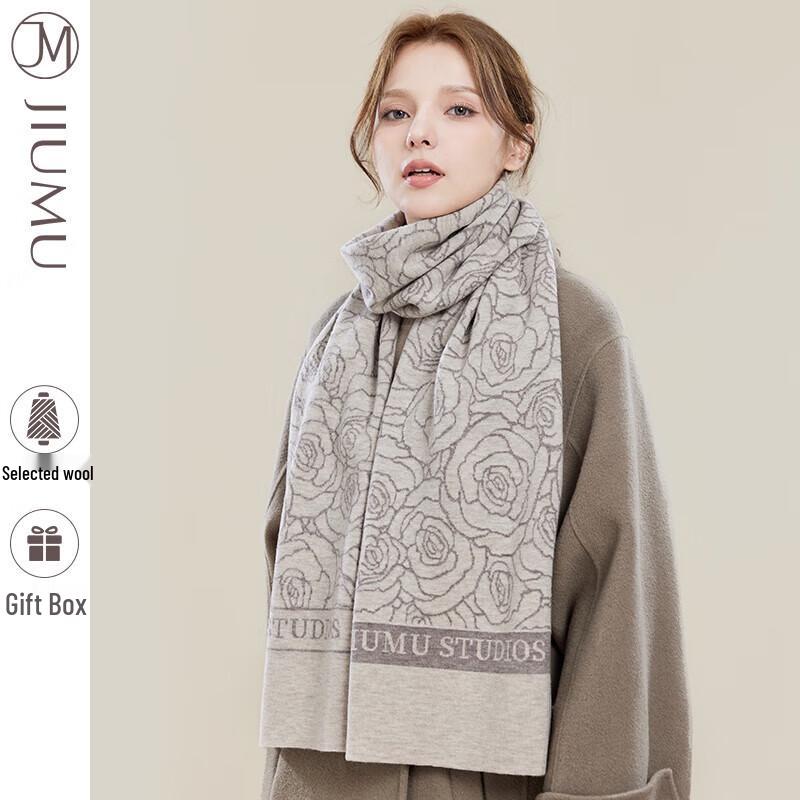 

JIUMU Women s Autumn/Winter Thickened Warm Wool Scarf Shawl One Size