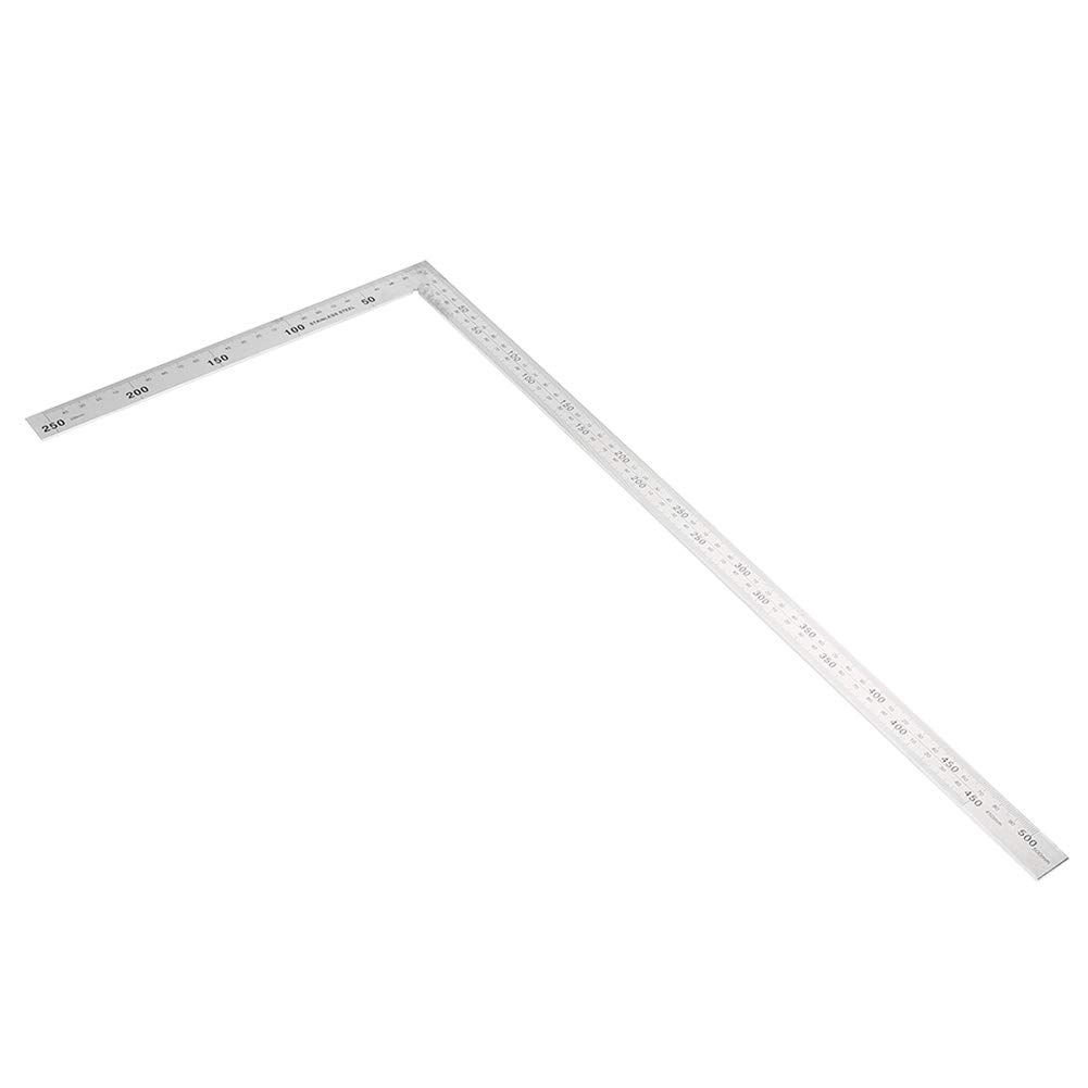Walfront 90 Degree Right Angle Finder Ruler, Stainless Steel, Easy-to-Read Measuring Square Layout Template Tool (500mm x 250mm)