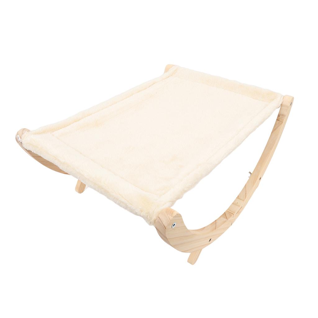 Wooden Cat Hammock Foldable Antislip Easy To Assemble Elevated Pet Hammock Bed Furniture for Indoor Cat Plush Style