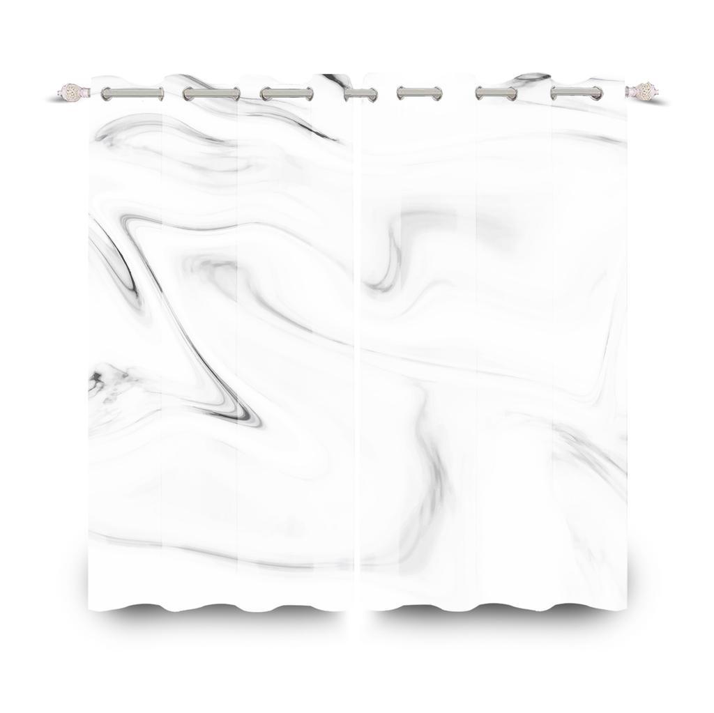Modern Marble Grain Curtains Set Polyester Home Interior Minimalist Style Living Room Window Curtain Light Blocking For Area Made Of