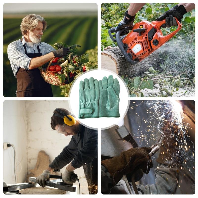 Anti Cut and Heat Resistant Leather Gloves Mechanical Repairs and Maintenance Gloves for Climbing and Outdoor Barbecue