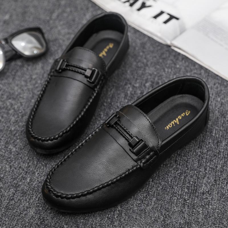 Men's Summer 2025 British-Style Casual Leather Loafers - Soft Sole, Trendy One-Step Drive Shoes