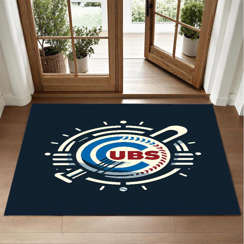 Chicago Cubs Design Crystal Velvet Rug Soft Decorative Mat for Bedroom Entrance