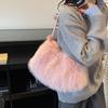 Women's Large Capacity Shoulder Bag Solid Color Plush Imitation Fur Handbag For Autumn And Winter Fashion