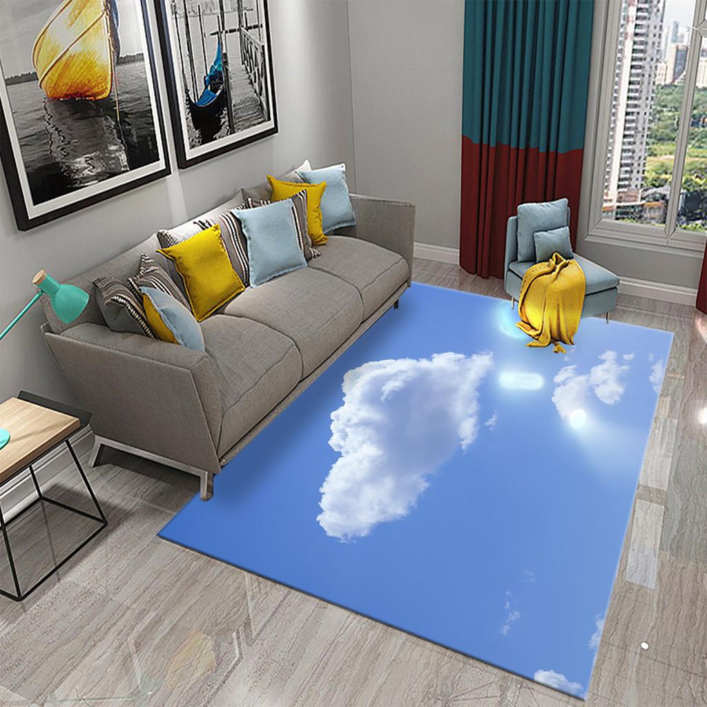 Cloud Carpet Blue Sky White Clouds Rainbow Rugs Doormat Anti Slip Floor Carpet Bathroom Kitchen Rugs Bathroom Living Room Decor