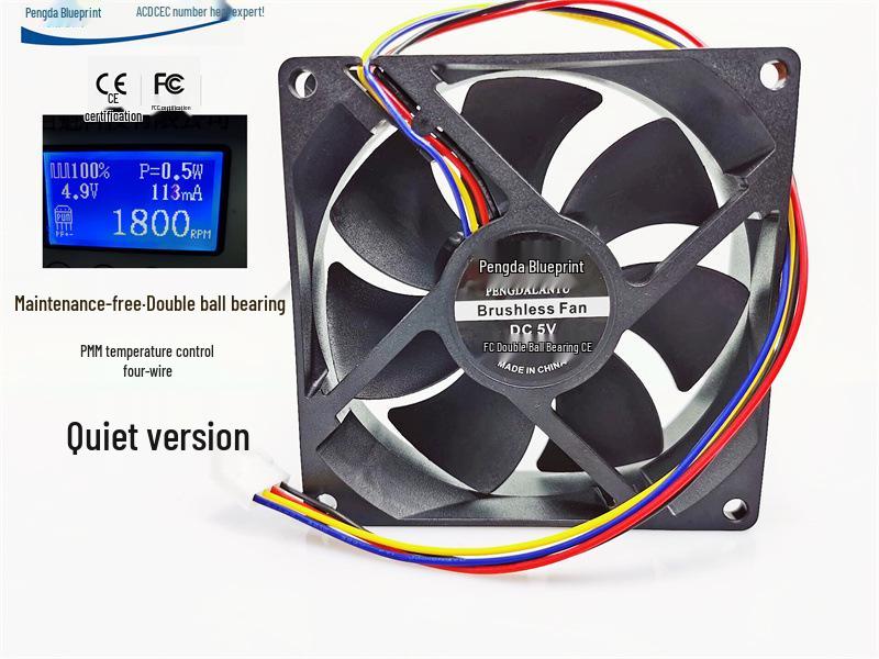 Pengda Silent PWM 9CM Double Ball Bearing Cooling Fan 5V Temperature Control Blueprint 9225 9025