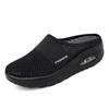 Xia's new large-size lazy one-pedal bag head mesh thick-soled slippers women's slope heel slippers women's
