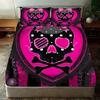 1pc Fitted Sheet Black Red Skull 3D Printed 100% Polyester Cover Breathable Bedding Set for Home Decor without Pillowcases