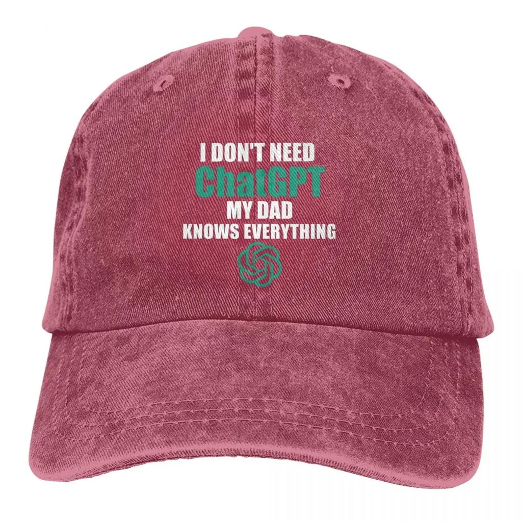 Vintage Funny Chatgpt My Dad Knows Everything Baseball Cap Unisex Distressed Denim  Hat Outdoor Running Golf Hats Cap
