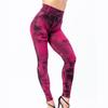 Multi Pockets Skinny Imitation Jeans Leggings Hip Lifting Ripped Holes Print Mid Waist Elastic Pants for Sports