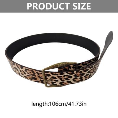 Módny opasok s leopardím vzorom Nastaviteľný PU kožený opasok Trendy unisex opasok na pás pre ženy a mužov Doplnok
