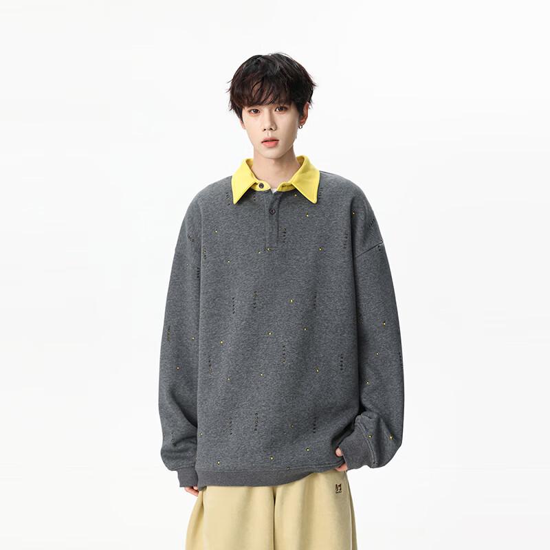 

TOM ADAM Men s Layered Polo Collar Starry Sky Pullover Sweatshirt 3XL