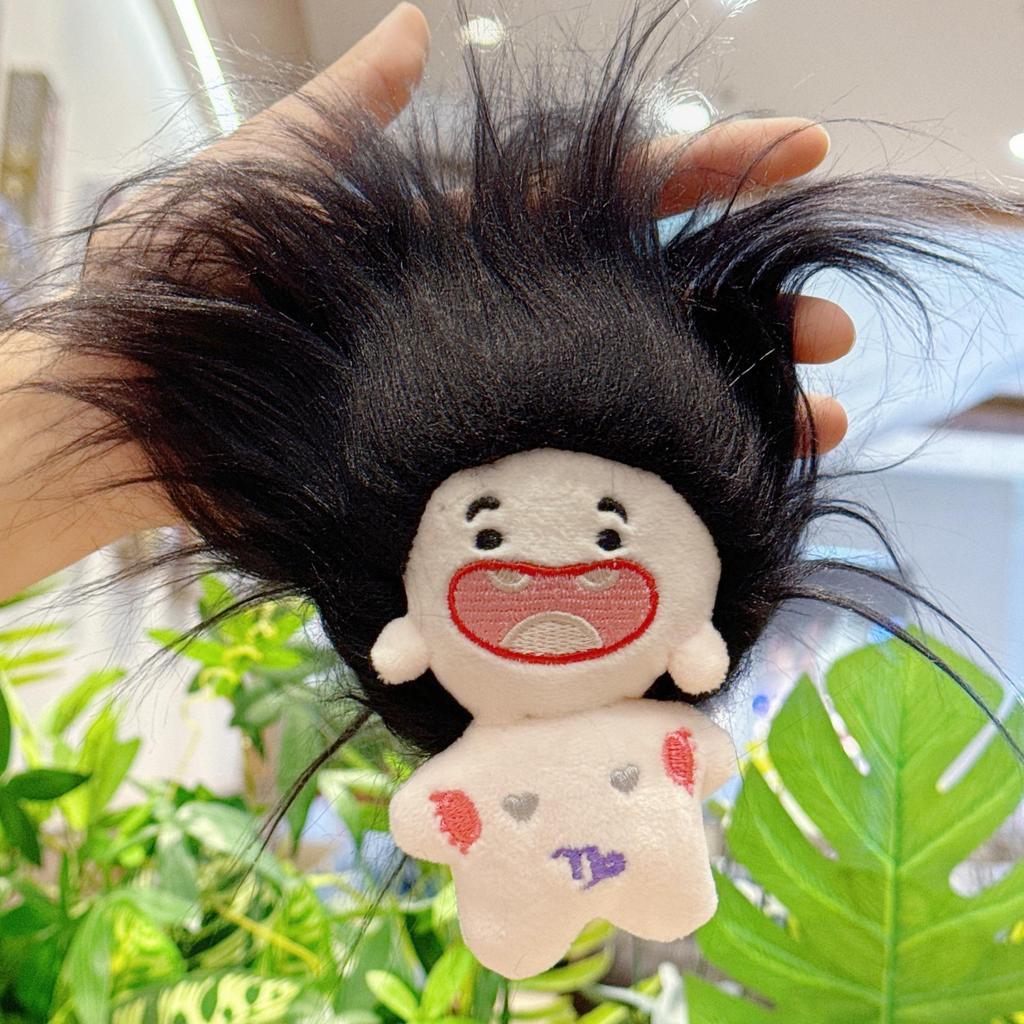 Uroczy breloczek bawełniany lalka z brakującym zębem - Kreatywna pluszowa zabawka i dekoracja plecaka