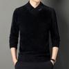 Young and Middle-aged Men's New Spring and Autumn Long-sleeved Cross-neck Embroidered Mink Velvet Sweater Is Slim and Handsome
