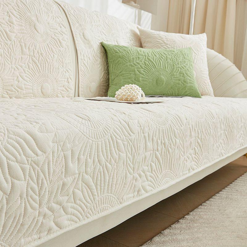 Neues Vier Jahreszeiten Universal Sofakissen Waschbar Reine Baumwolle Sofakissen Rutschfest Einfarbig Bestickte Blumen Couchbezug