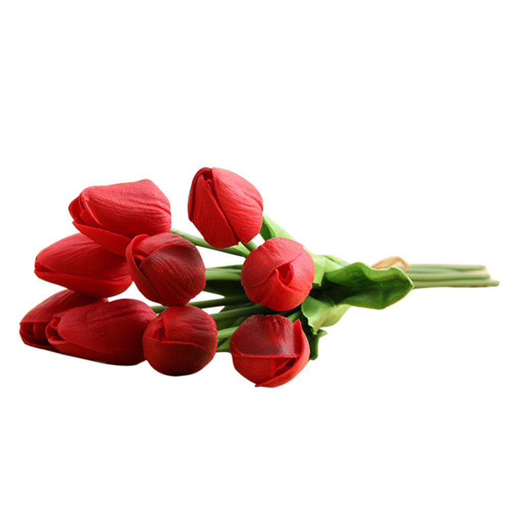 

Цветущий букет искусственный тюльпан домашний сад свадебная цветочная композиция настольный декор 10pcs красный
