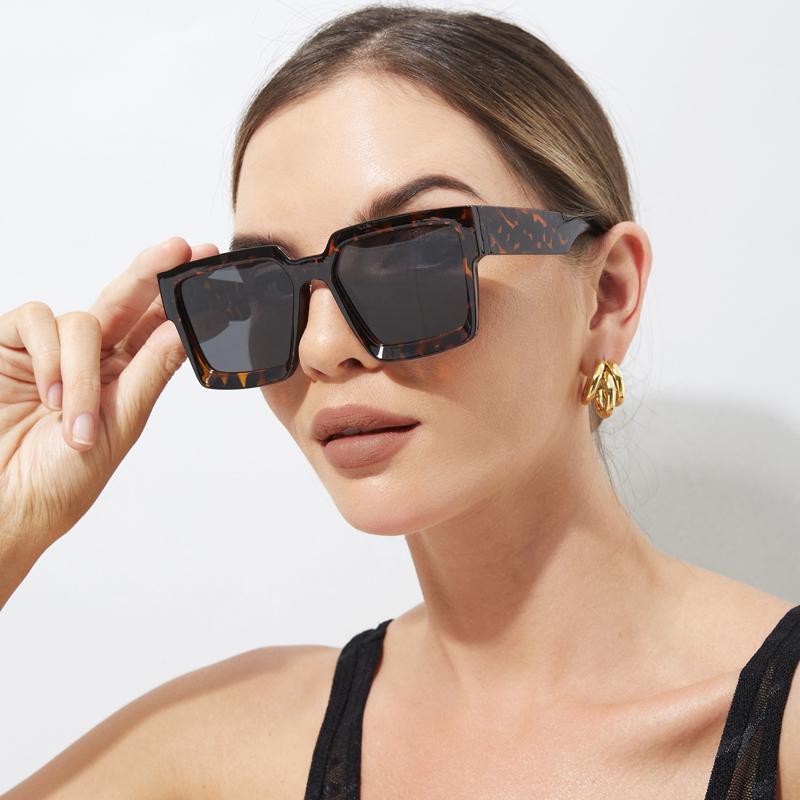 Motorcycle 2pcs Large Square Sunglasses Men Women Classics Brand Designer Glasses Unisex Ins Popular Shades Driving Goggle UV400