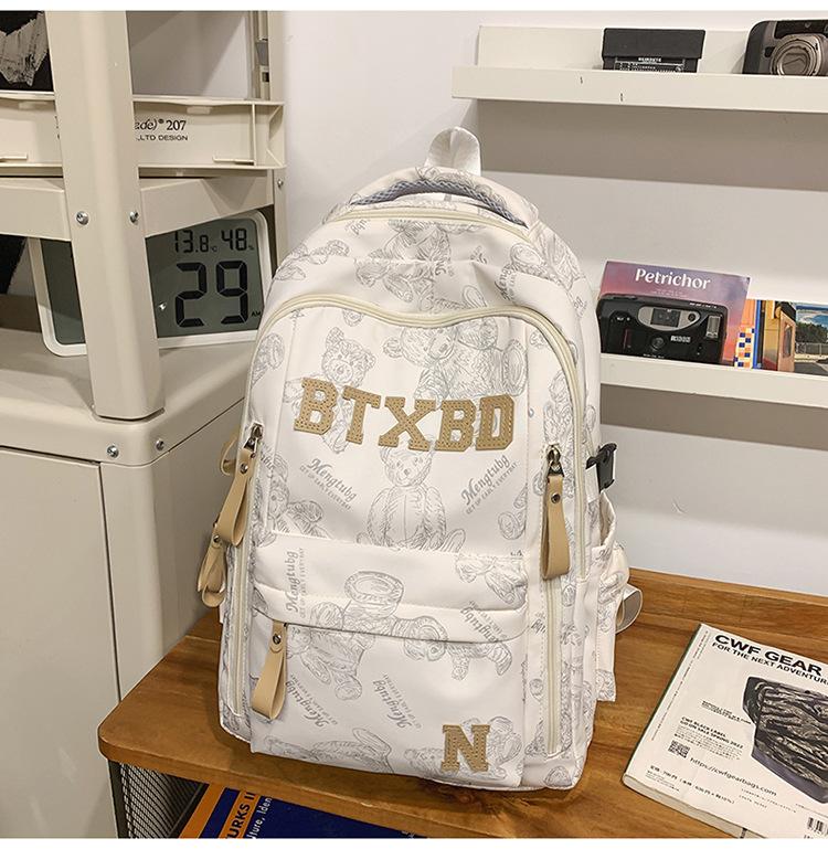 Casual Printed Schoolbag Male High School Student Fashion Large Capacity Backpack Female College Student Computer Backpack