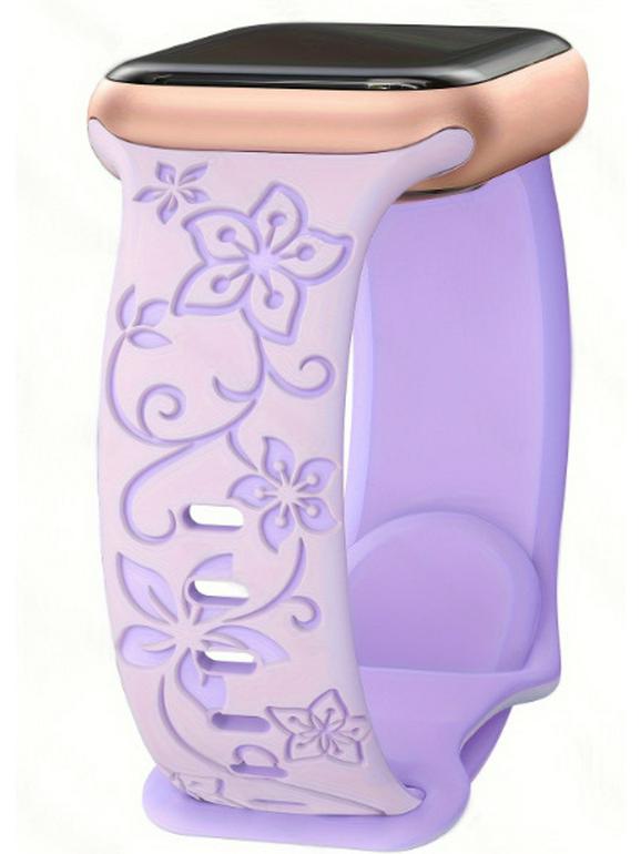 Compatible Apple Floral Engraved Silicone Watch Band for iWatch