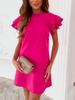 2022 Summer Round Neck Short Sleeve Backless Ruffle A-line Dress
