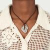 Trendy Irregular Geometric Metal Pendant Necklace Stylish Wax Rope Neckchain Handmade Jewelry Gift for Women Girls